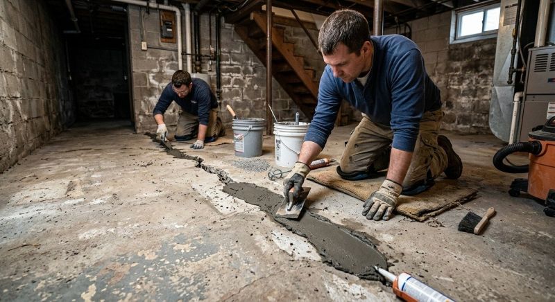 Cracked Basement Floor Repair in Brainerd, MN